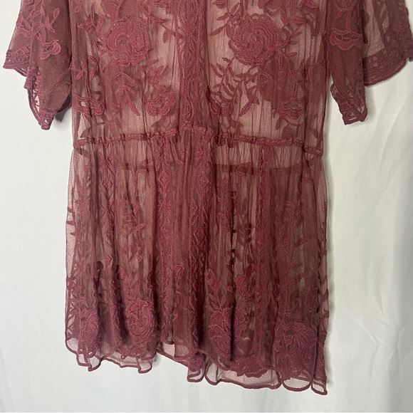 Lane Bryant Pink Lace Embroidered Short Sleeve Top Size 10/12 Women’s Blouse - Picture 8 of 11